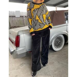 🔥 Vintage Hunters Glen USA Geometric Pop Art Knit Funky Pullover Retro Sweater